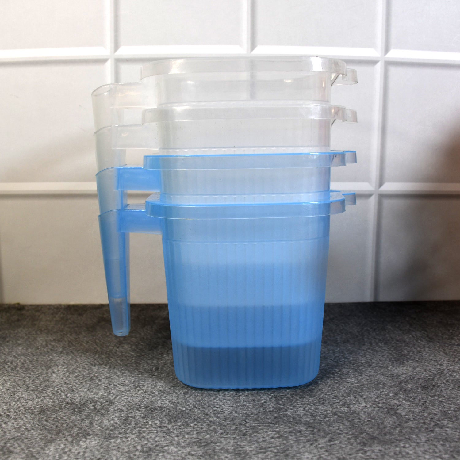 Plastic Transparent Bathroom Water Mug (4 pc / Mix colour / 1000 ML) Plastic Transparent Bathroom Water Mug (4 pc / Mix colour / 1000 ML)